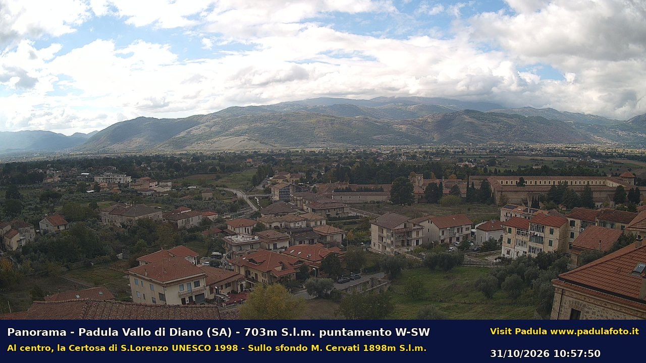 Webcam fotografica aggiornata di Padula e Certosa