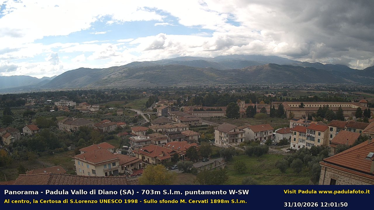 Webcam fotografica aggiornata di Padula e Certosa