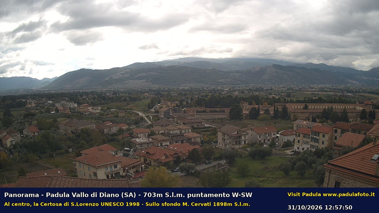 Webcam fotografica aggiornata di Padula e Certosa
