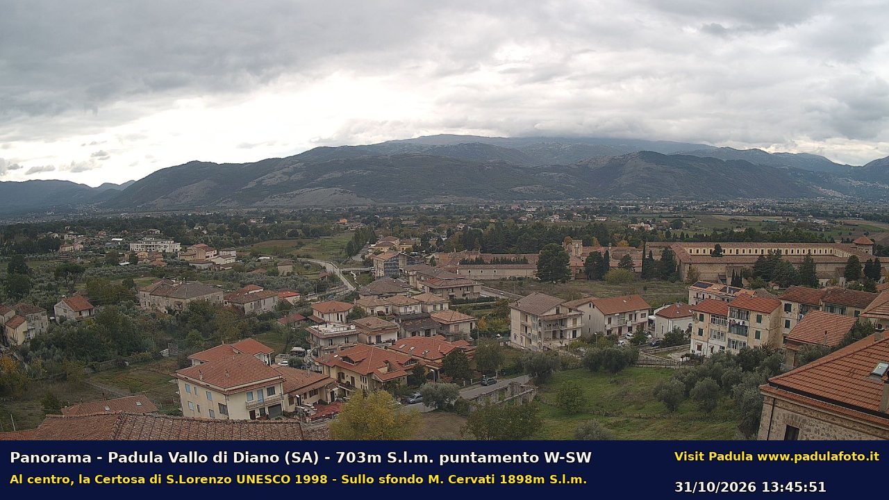 Webcam fotografica aggiornata di Padula e Certosa