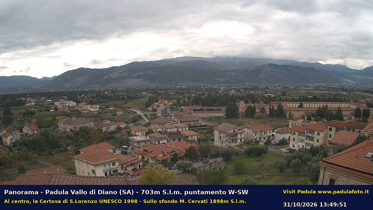 Webcam fotografica aggiornata di Padula e Certosa