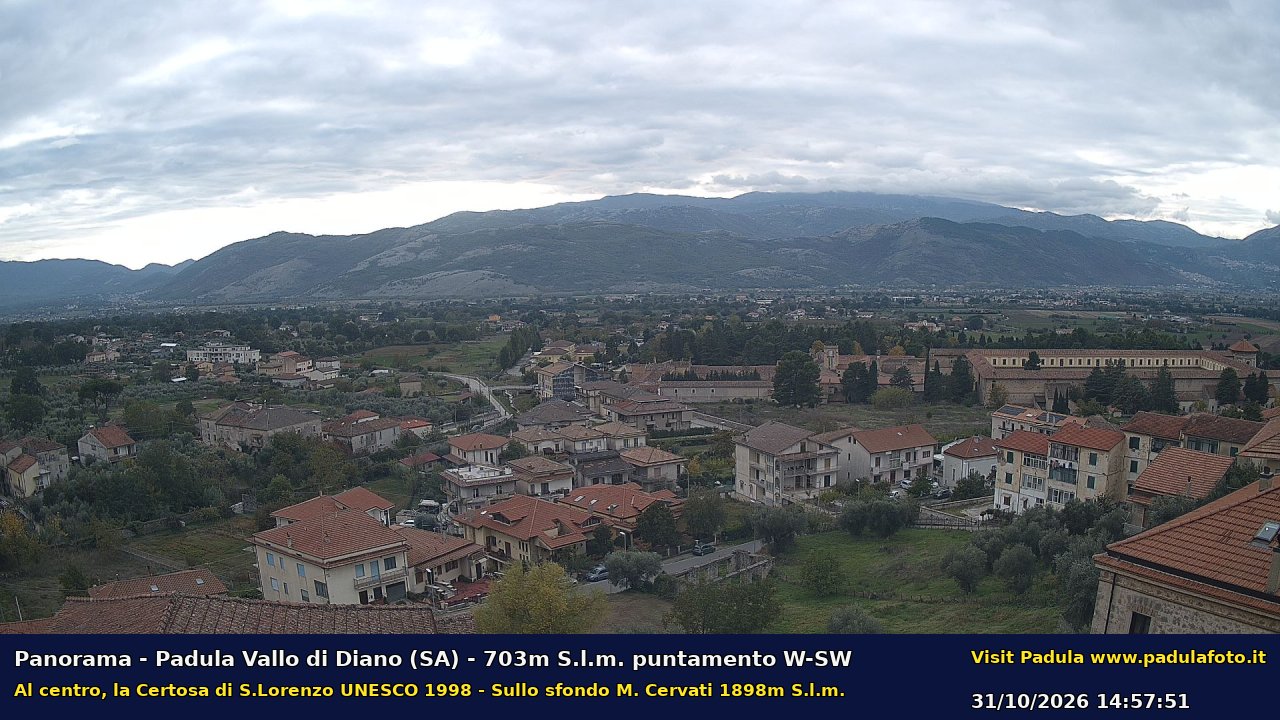 Webcam fotografica aggiornata di Padula e Certosa