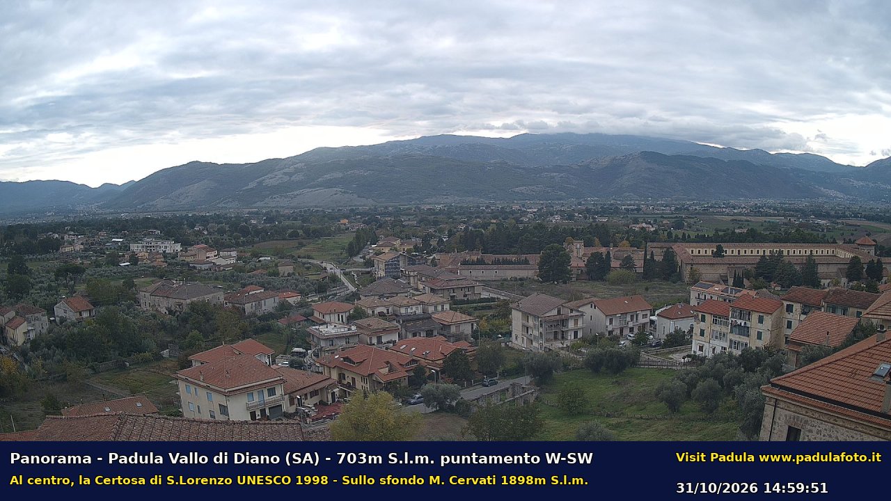 Webcam fotografica aggiornata di Padula e Certosa