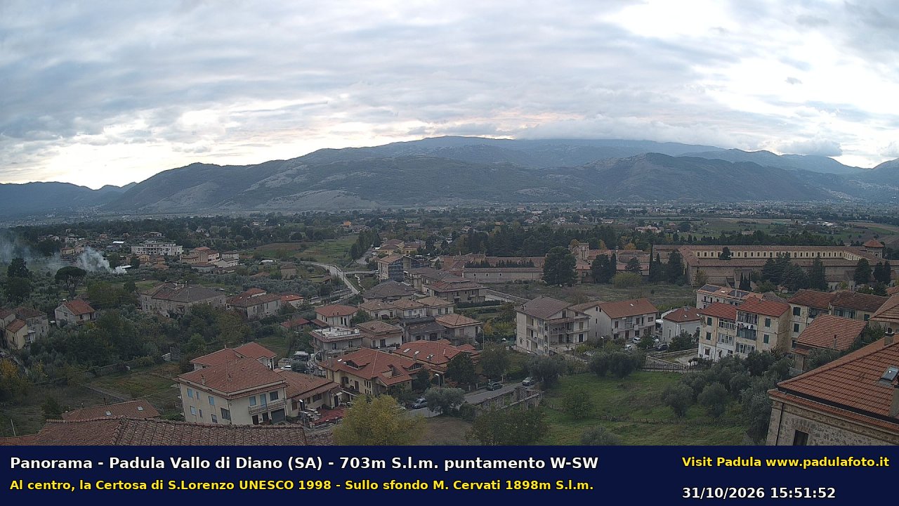 Webcam fotografica aggiornata di Padula e Certosa