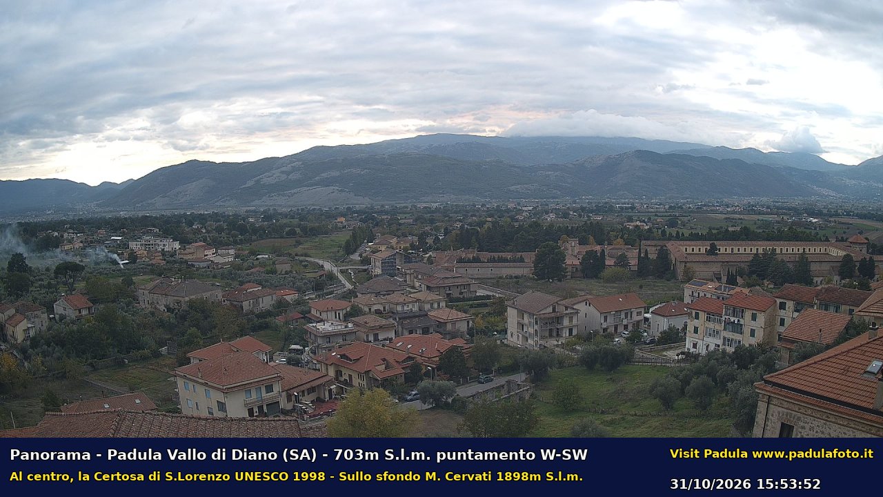 Webcam fotografica aggiornata di Padula e Certosa