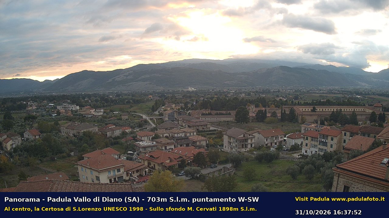 Webcam fotografica aggiornata di Padula e Certosa