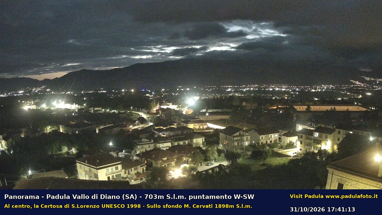 Webcam fotografica aggiornata di Padula e Certosa