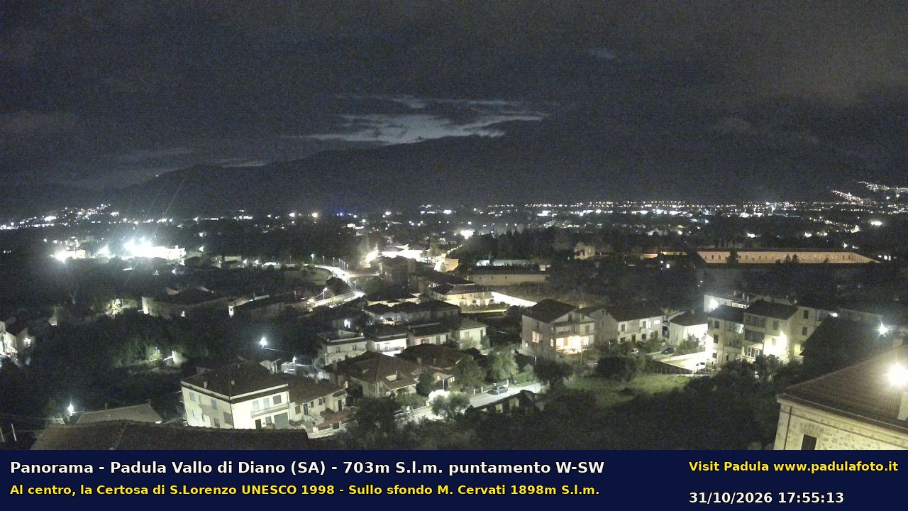 Webcam fotografica aggiornata di Padula e Certosa
