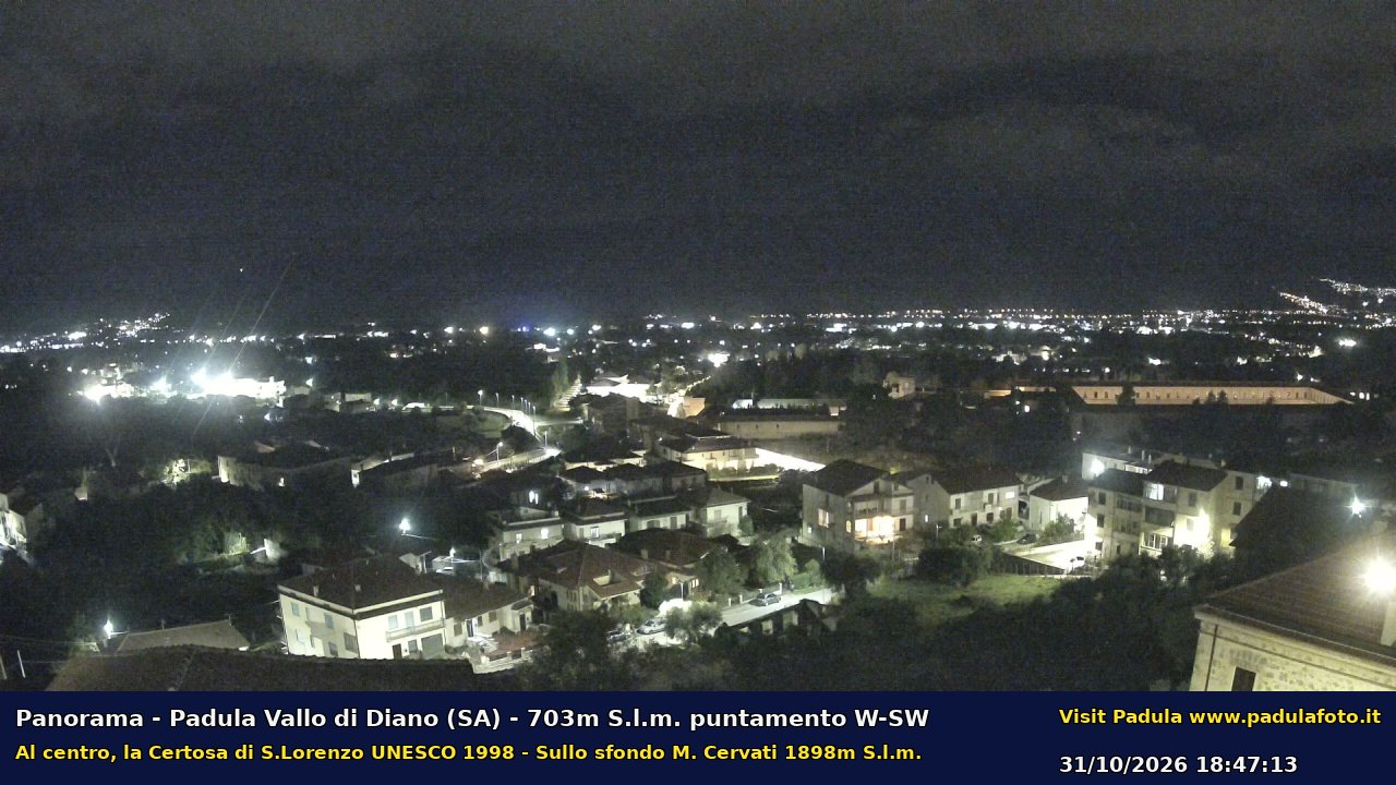 Webcam fotografica aggiornata di Padula e Certosa