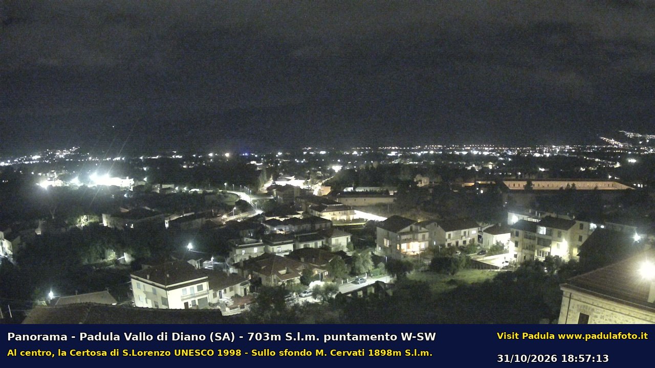 Webcam fotografica aggiornata di Padula e Certosa