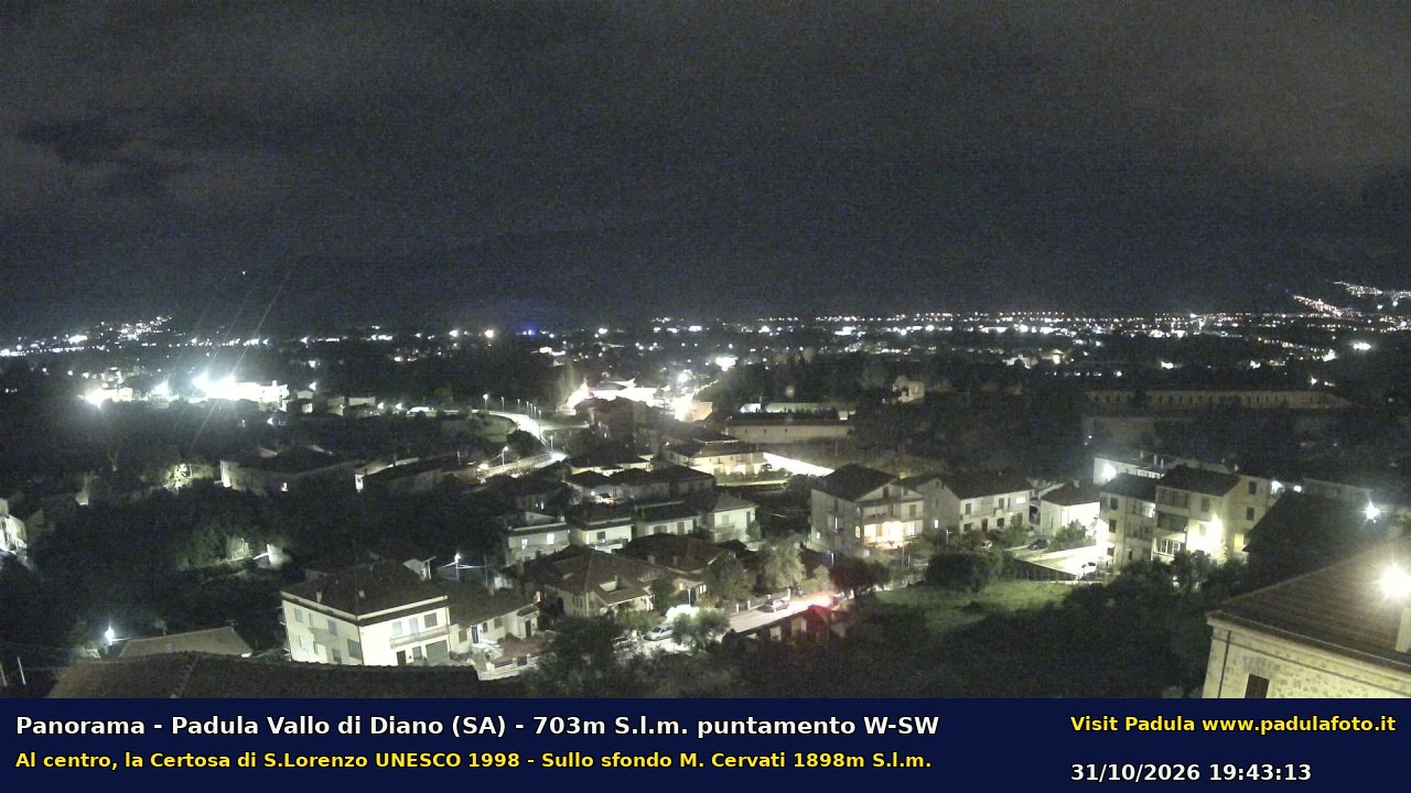 Webcam fotografica aggiornata di Padula e Certosa