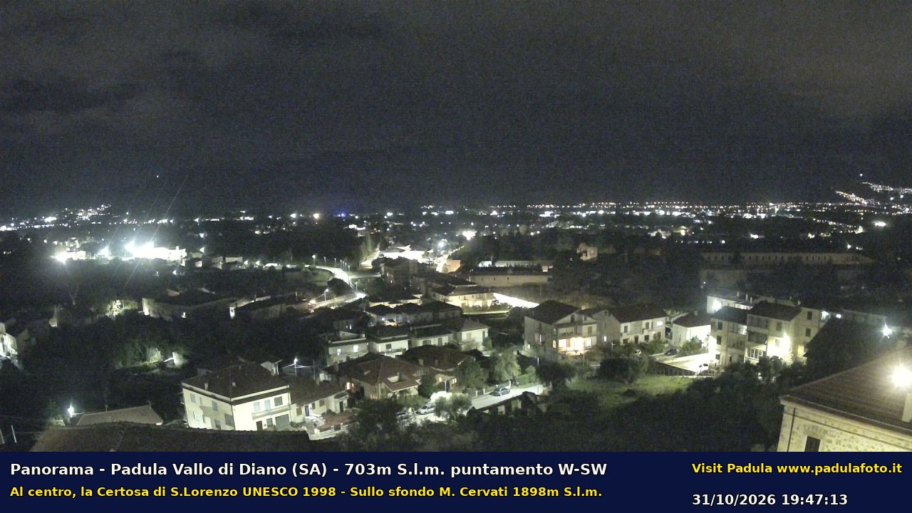 Webcam fotografica aggiornata di Padula e Certosa