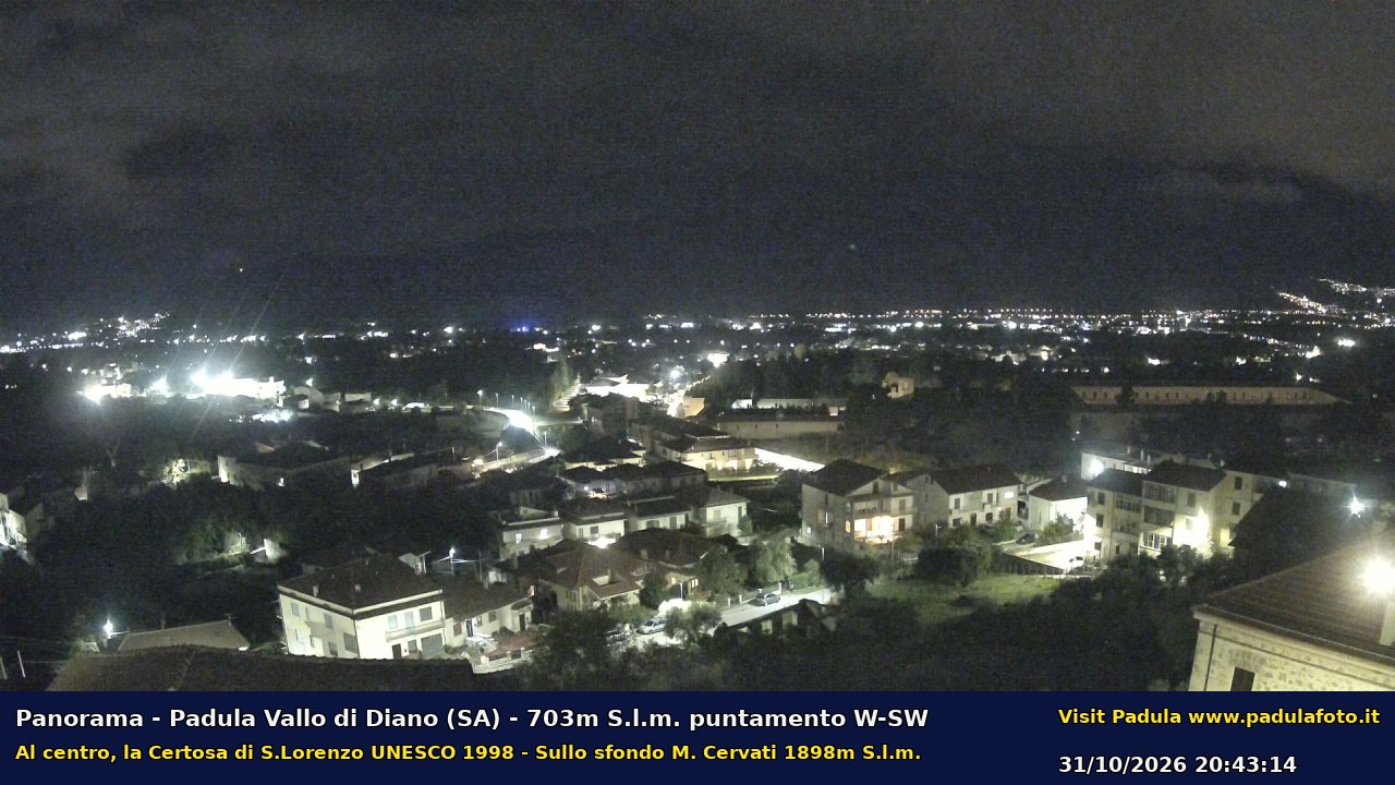 Webcam fotografica aggiornata di Padula e Certosa