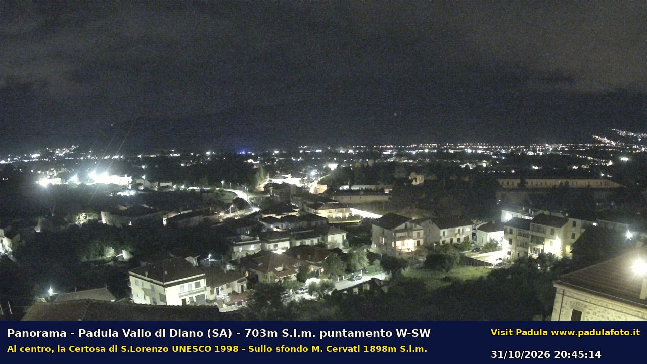 Webcam fotografica aggiornata di Padula e Certosa