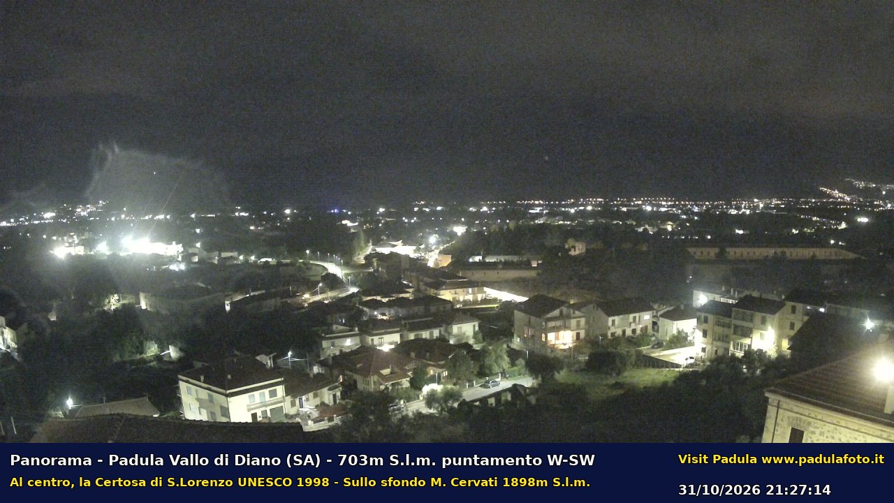 Webcam fotografica aggiornata di Padula e Certosa