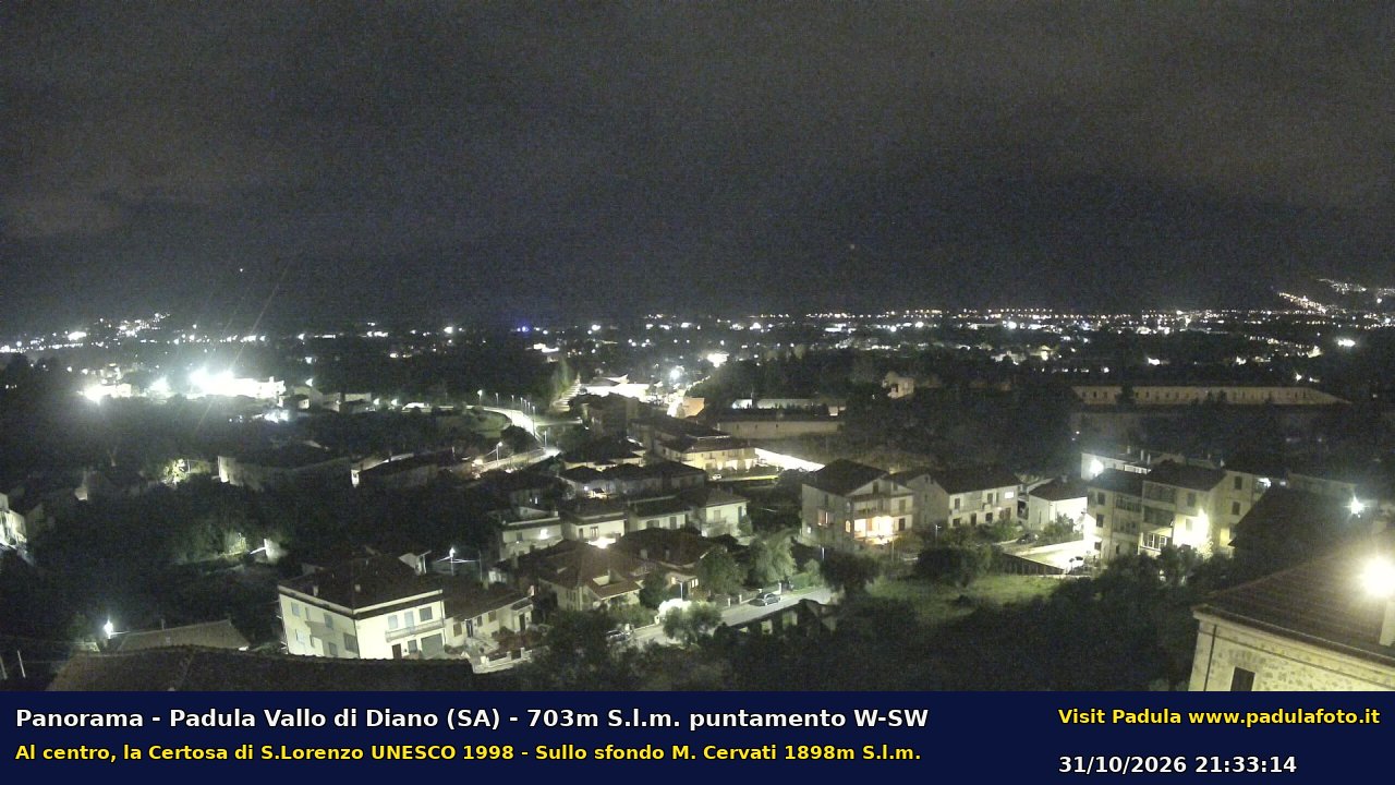 Webcam fotografica aggiornata di Padula e Certosa