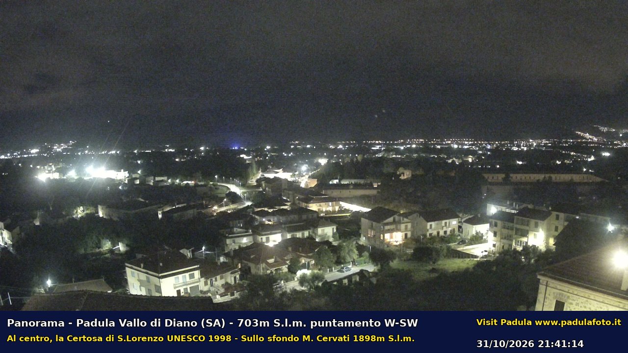 Webcam fotografica aggiornata di Padula e Certosa