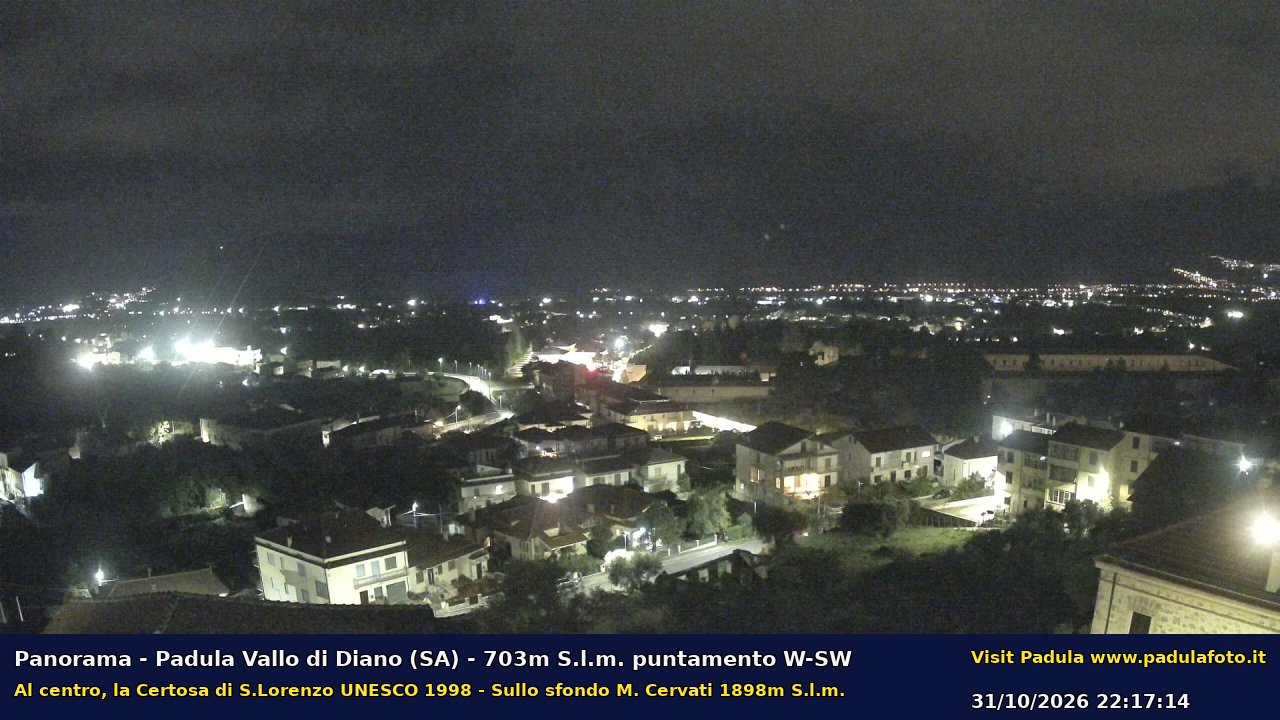 Webcam fotografica aggiornata di Padula e Certosa