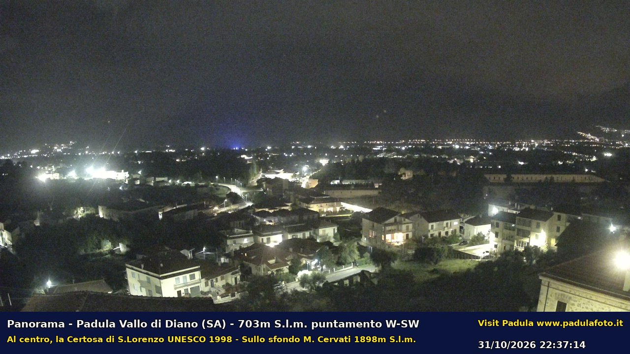 Webcam fotografica aggiornata di Padula e Certosa