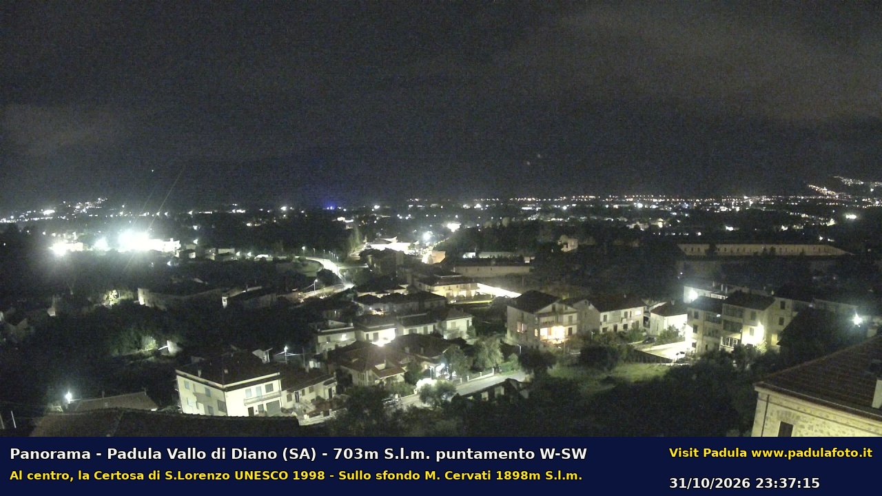 Webcam fotografica aggiornata di Padula e Certosa