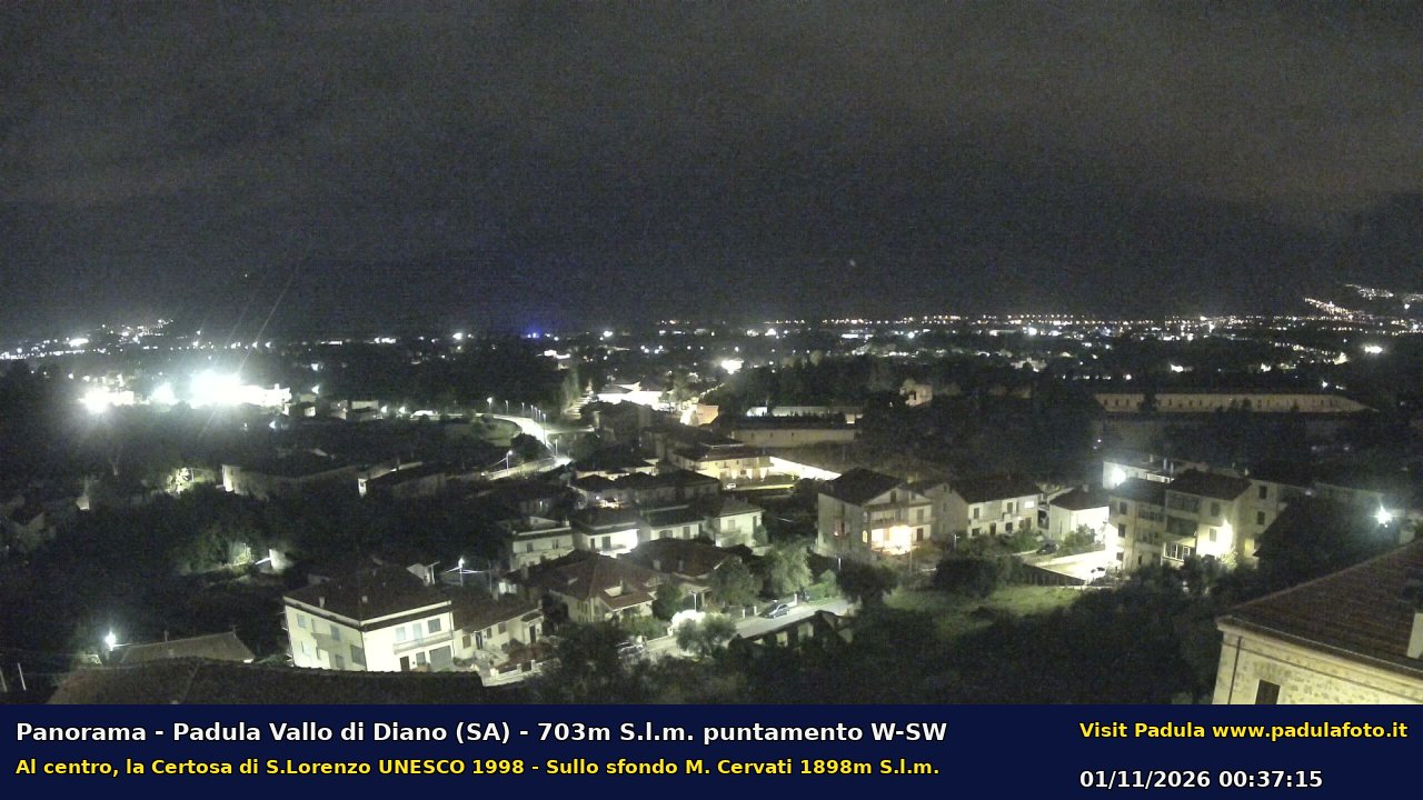Webcam fotografica aggiornata di Padula e Certosa