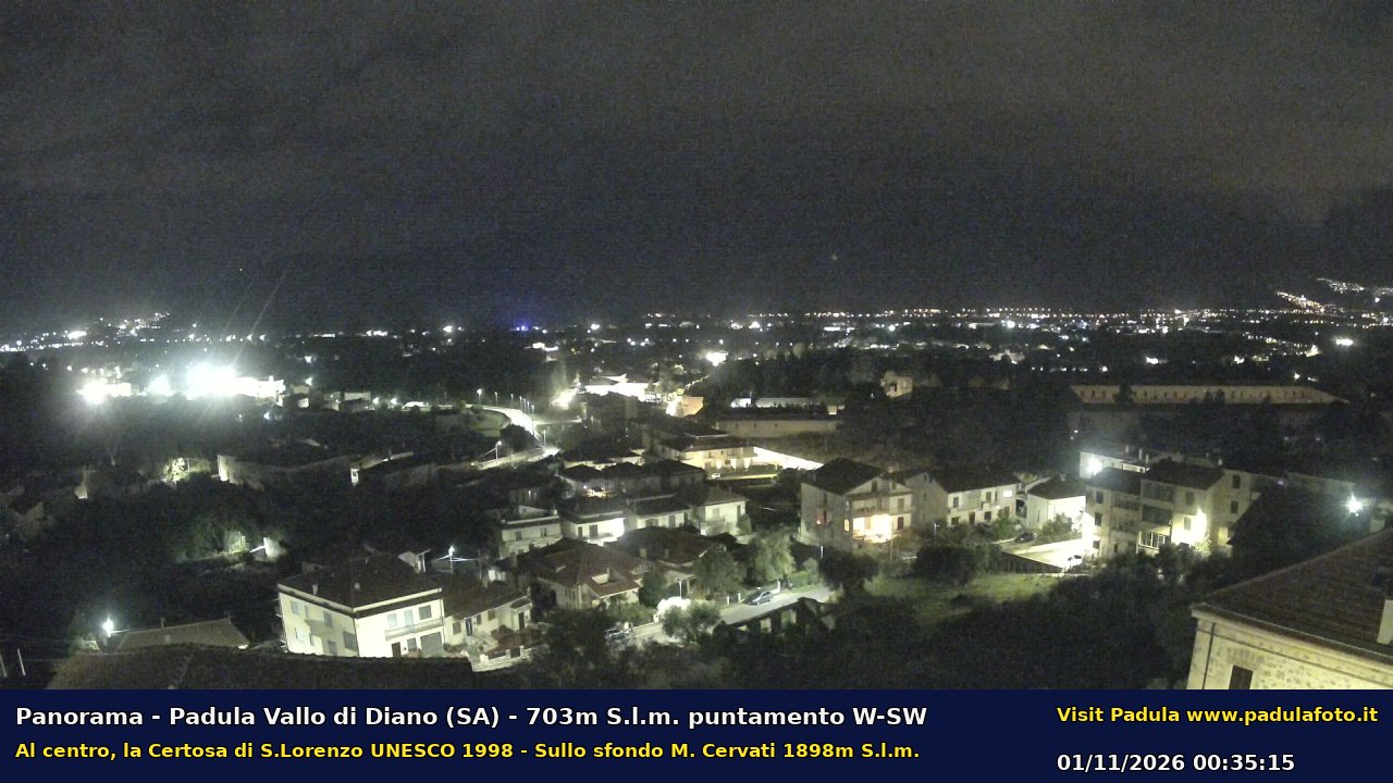 Webcam fotografica aggiornata di Padula e Certosa