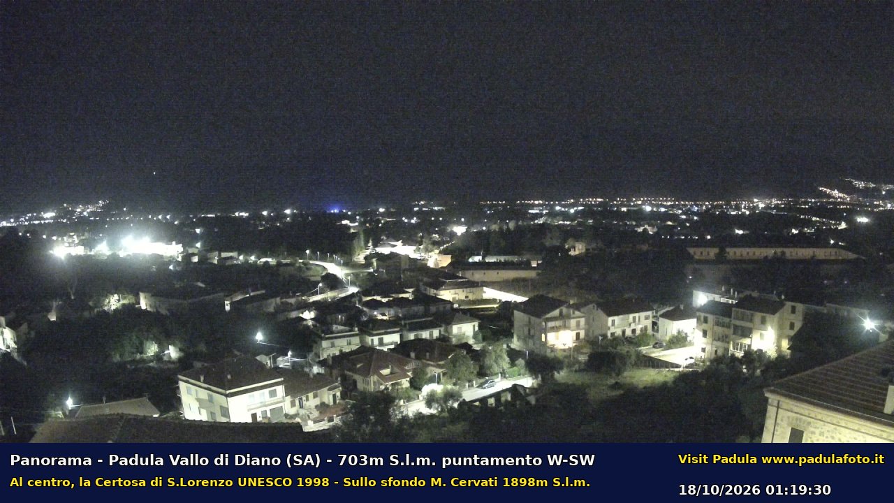 Webcam panoramica su Certosa di San Lorenzo a Monte Cervati