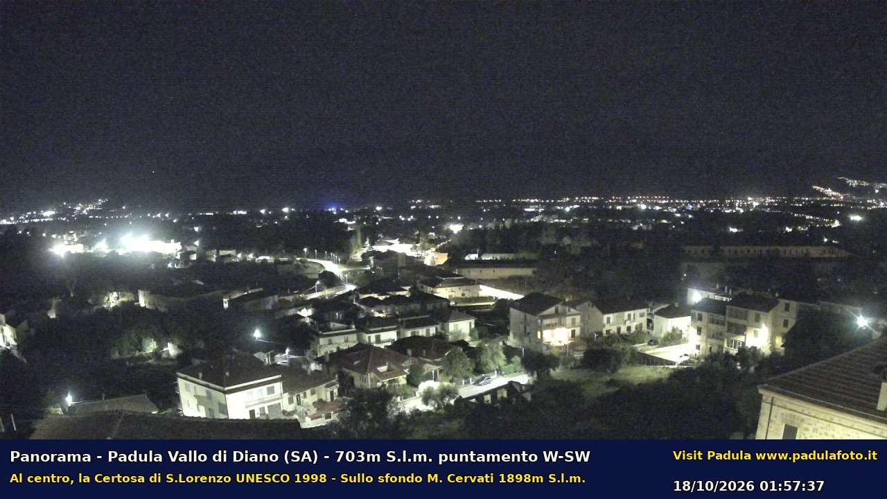 Webcam panoramica su Certosa di San Lorenzo a Monte Cervati